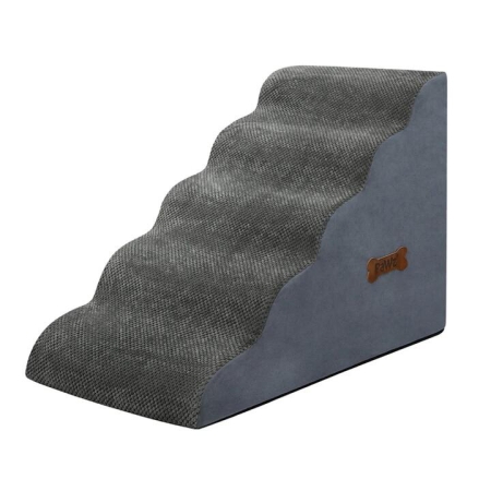 5-Step High-Density Foam Pet Stairs - Soft Non-Slip Dog Ramp with Washable Cover for Small