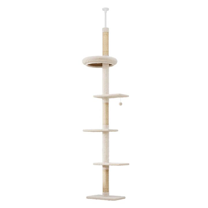 Adjustable Cat Tree Tower | Multi-Level Scratching Post with Hanging Toy & Sisal Poles 230-275cm