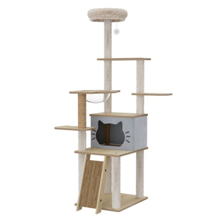 Cat Tree Tower with Space Capsule Bed Large - Multi-Level Scratcher Condo