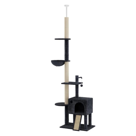 Floor-to-Ceiling Cat Tree Tower - Multi-Level Scratcher with Hammock