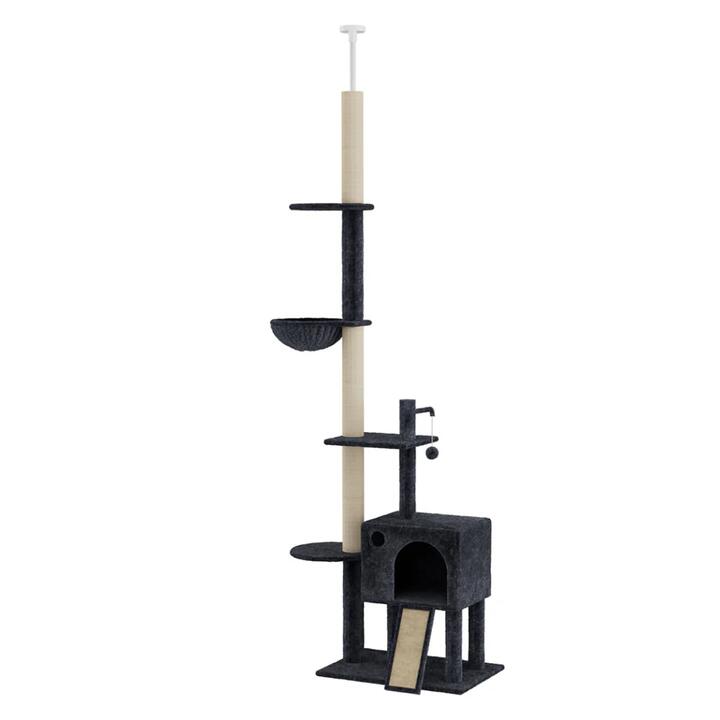 Floor-to-Ceiling Cat Tree Tower - Multi-Level Scratcher with Hammock
