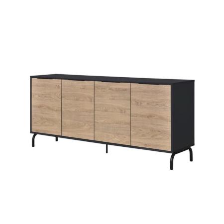 Madden Scandinavian Sideboard Buffet Unit Storage Cabinet 4-Doors Oak & Black
