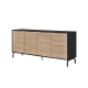 Madden Scandinavian Sideboard Buffet Unit Storage Cabinet 4-Doors Oak & Black