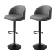 Ergonomic Adjustable Bar Stool - PU Leather Swivel Rolling Chair with Backrest & Footrest (Grey)