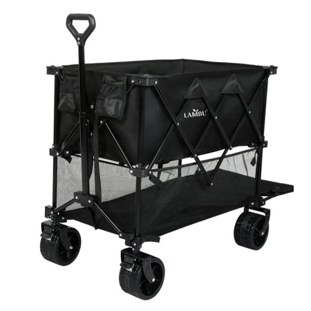 Double-Decker Folding Wagon Cart | All-Terrain Wheels