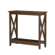 Maestro Furniture Wooden Console Hall Table - Brown Entryway Table with Shelf & X-Cross Accents
