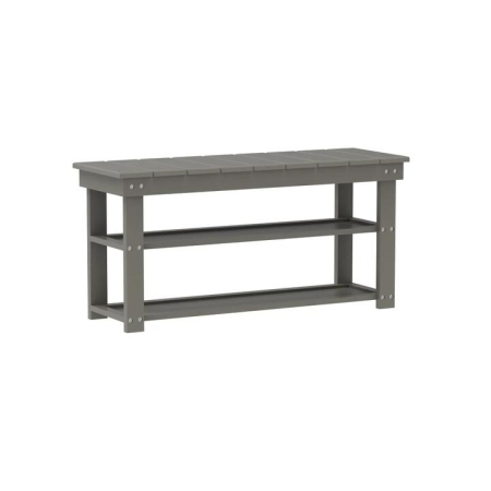Maestro Furniture Indigo Wooden 2-Shelves Shoe Organiser Rack Bench Entryway Seat Grey