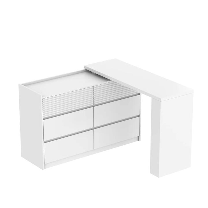 Maestro Furniture Caspian Large Retractable Chest Of 6-Drawers Dresser Storage Cabinet White