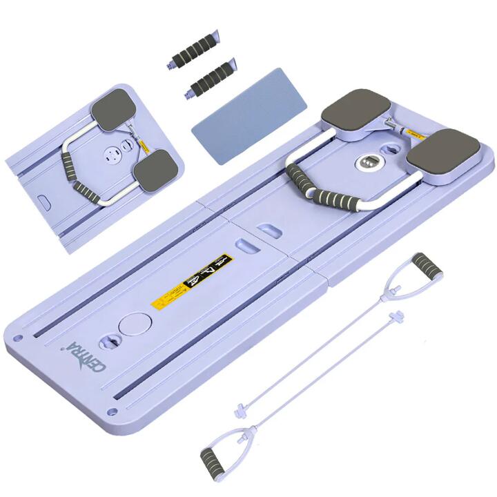 Multifunctional 5-in-1 Fitness Abdominal Board with Resistance Bands Foldable Core Trainer with Anti-Slip Base & Smart Timer (Purple)