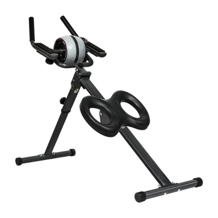 2-in-1 Folding Ab Machine & Roller Wheel Trainer | Adjustable Crunch Bench with Workout Mat