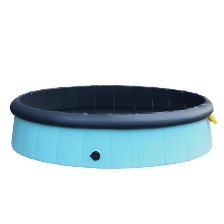 Folding Dog Swimming Pool | Portable Sprinkler Bath Tub for Pets - Blue (M)