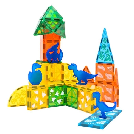 Kids Magnetic Tiles Blocks | 60PCS Dinosaur-Themed Building Set
