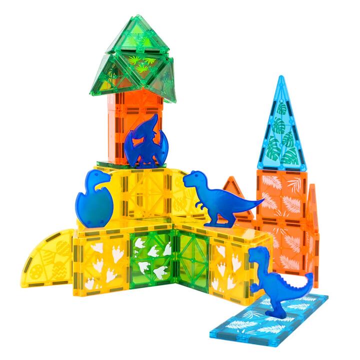 Kids Magnetic Tiles Blocks | 60PCS Dinosaur-Themed Building Set