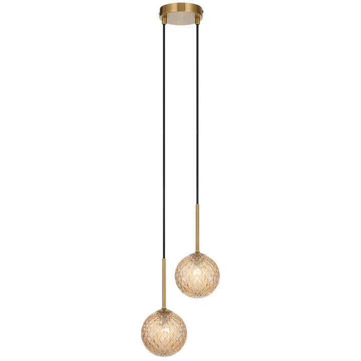 Gaston Modern Pendant Hanging Lamp Light Glass Metal Amber Antique Gold Polished