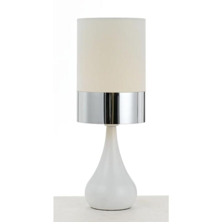 Akira Modern Table Desk Lamp Light Fabric Ceramic Chrome White