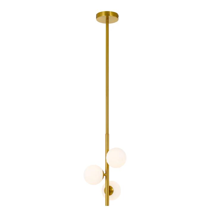 Moran Modern 3-Lights Pendant Hanging Lamp Light Metal Glass Antique Gold Opal Matt Gloss