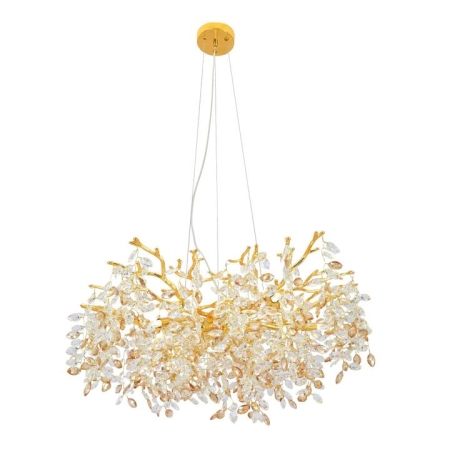 Molena Modern Pendant Hanging Lamp Light Aluminium Crystal Gold Amber Clear Gloss