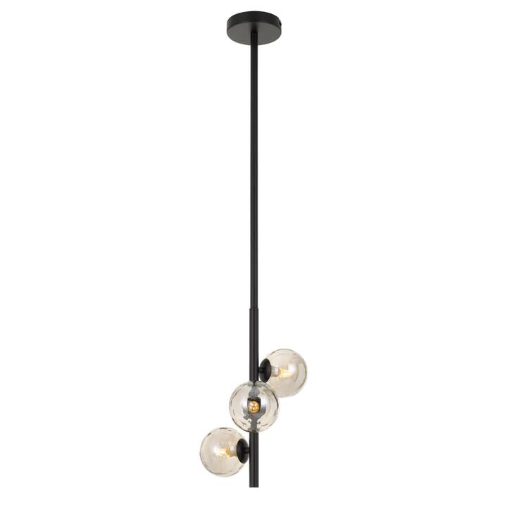 Moran Modern 3-Lights Pendant Hanging Lamp Light Metal Glass Black Smoke Matte