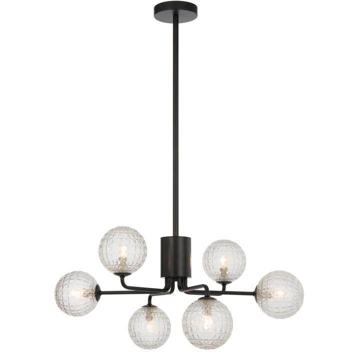 Felton Modern Pendant Hanging Lamp Light Glass Metal Black Clear Matte
