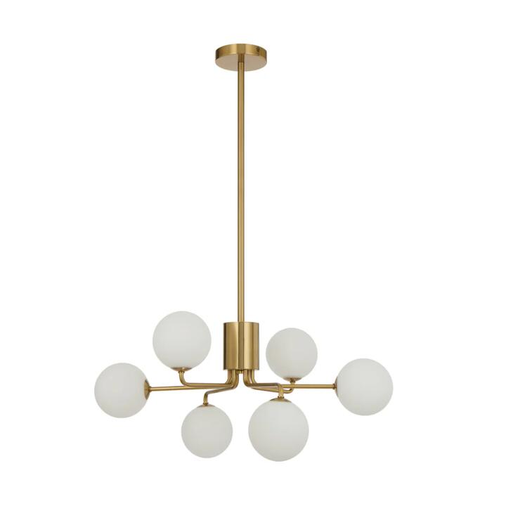 Felton Modern Pendant Hanging Lamp Light Glass Metal Antique Gold Opal Matt Polished