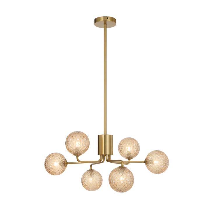 Felton Modern Pendant Hanging Lamp Light Glass Metal Amber Antique Gold Polished