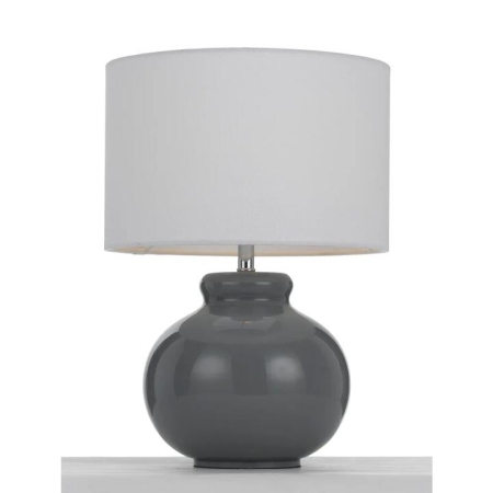 Olga Contemporary Table Desk Lamp Light Fabric Ceramic Grey White