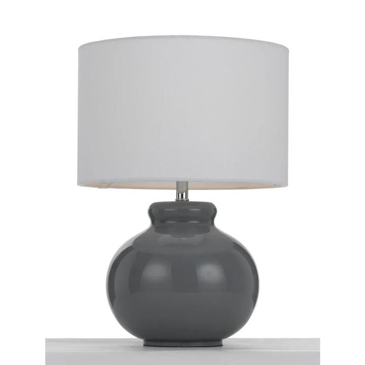 Olga Contemporary Table Desk Lamp Light Fabric Ceramic Grey White