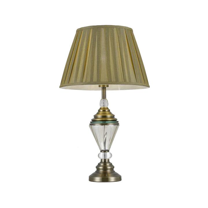 Oxford Modern Table Desk Lamp Light Glass Metal Fabric Antique Brass Clear Green Gold