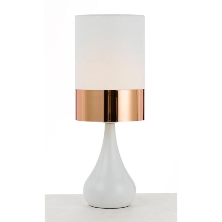 Akira Modern Table Desk Lamp Light Fabric Ceramic Copper White