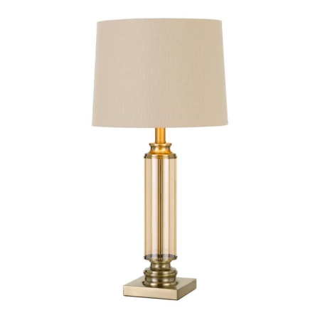 Dorcel Modern Table Desk Lamp Light Glass Metal Antique Brass Amber Cream