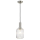 Bonura Modern Pendant Hanging Lamp Light Glass Clear Nickel Ribbed