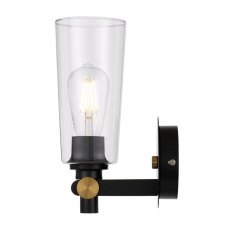 Delmar Modern Wall Lamp Light Metal Glass Black Antique Gold Clear