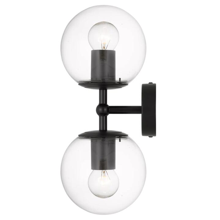 Eterna Contemporary Wall Lamp Light Glass Metal Clear Black