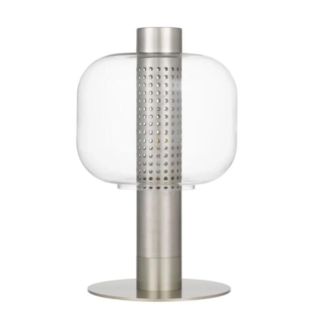 Parola Contemporary Table Desk Lamp Light Metal Glass Nickel Clear