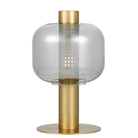 Parola Contemporary Table Desk Lamp Light Metal Glass Gold Smoke