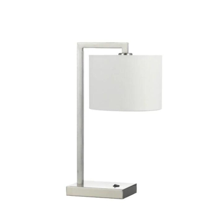 Sala Contemporary Table Desk Lamp Light Metal Fabric White Nickel Gloss