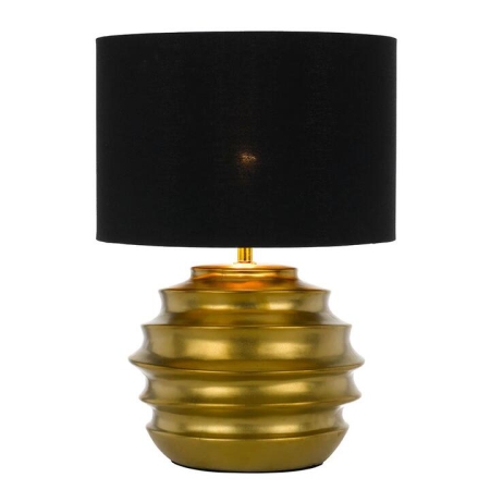 Aras Modern Table Desk Lamp Light Fabric Ceramic Black Gold Gloss