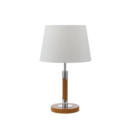 Belmore Contemporary Table Desk Lamp Light Metal Fabric Teak White