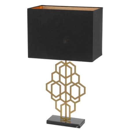 Akron Modern Table Desk Lamp Light Marble Metal Fabric Black Antique Gold