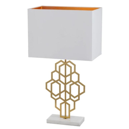 Akron Modern Table Desk Lamp Light Marble Metal Fabric White Antique Gold