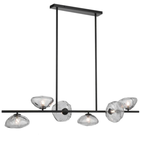 Zecca Contemporary Pendant Hanging Lamp Light Metal Glass Smoke Black Gloss