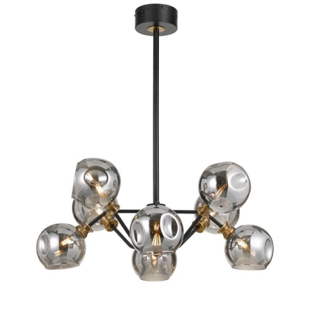 Annabel Contemporary Pendant Hanging Lamp Light Metal Glass Black Antique Brass Smoke