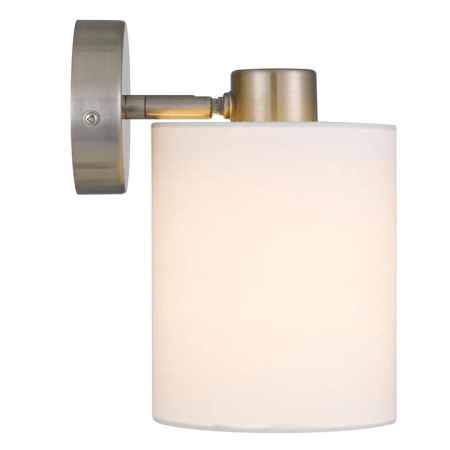 Malone Modern Wall Lamp Light Metal Fabric White Nickel