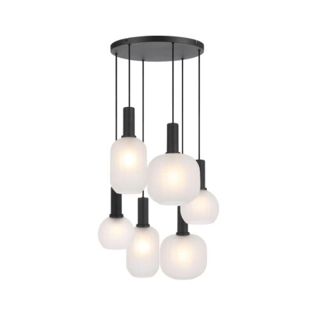 Aosta Contemporary Pendant Hanging Lamp Light Metal Glass Black Frost Matte Frosted