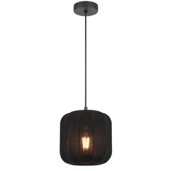 Jonsel Modern Pendant Hanging Lamp Light Fabric Metal Black