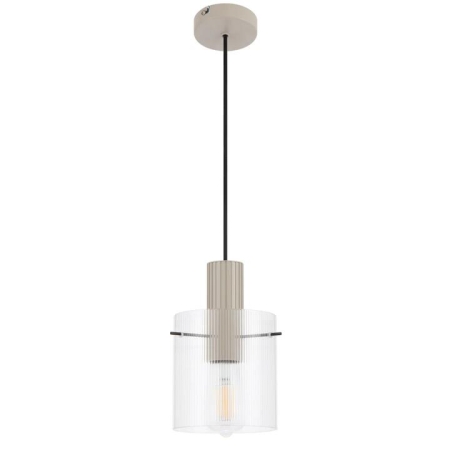 Mika Modern Pendant Hanging Lamp Light Metal Glass Grey Clear Satin