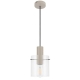 Mika Modern Pendant Hanging Lamp Light Metal Glass Grey Clear Satin