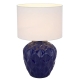 Diaz Modern Table Desk Lamp Light Fabric Ceramic Blue White Gloss