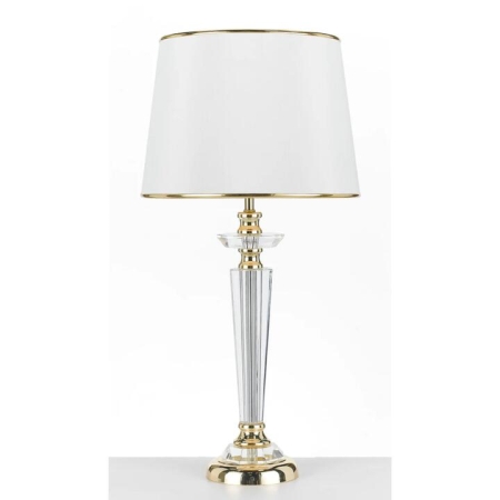 Diana Modern Table Desk Lamp Light Metal Fabric Acrylic Clear White Gold