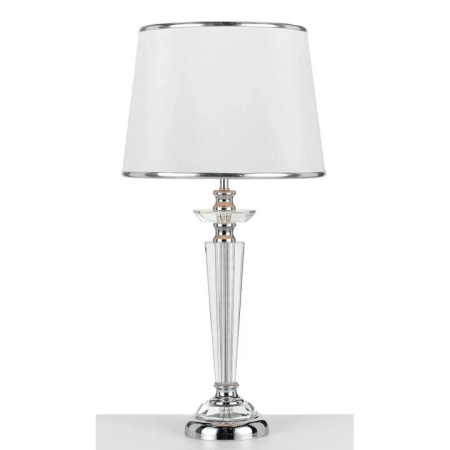 Diana Modern Table Desk Lamp Light Metal Fabric Acrylic Clear Chrome White